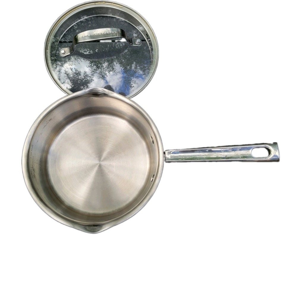 Emeril Lagasse 2 Qt Stainless Steel Sauce Pan Pot 1427 Dual Pour Spouts w/ Lid